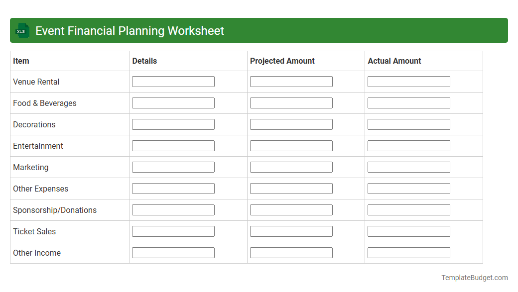 Event Financial Planning Worksheet