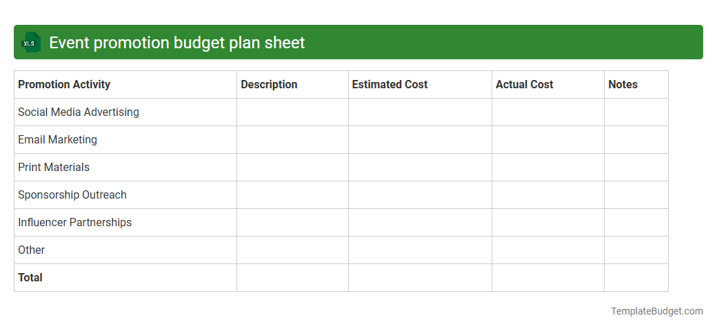 Event promotion budget plan sheet