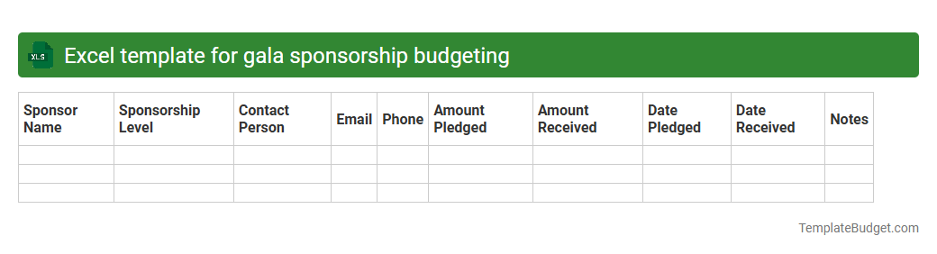 Excel template for gala sponsorship budgeting