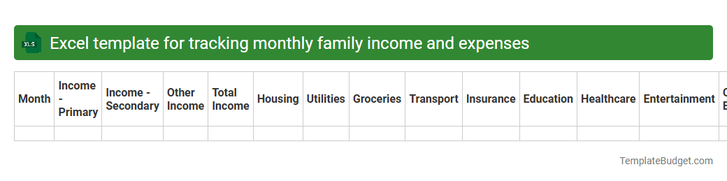 Excel template for tracking monthly family income and expenses