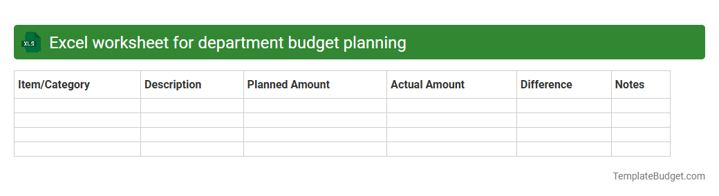 Excel worksheet for department budget planning