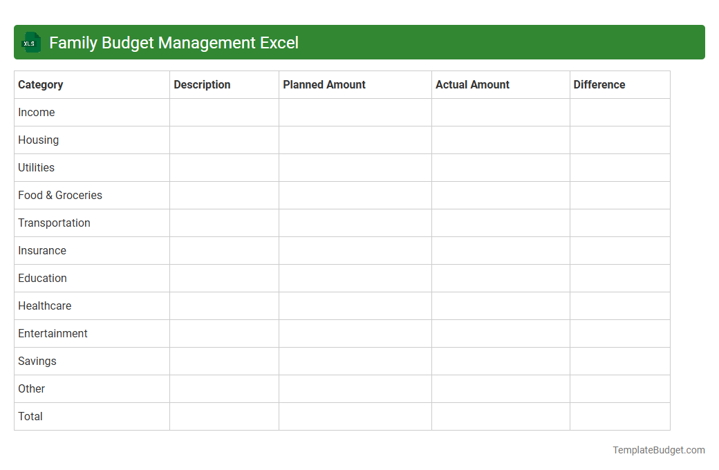 Family Budget Management Excel