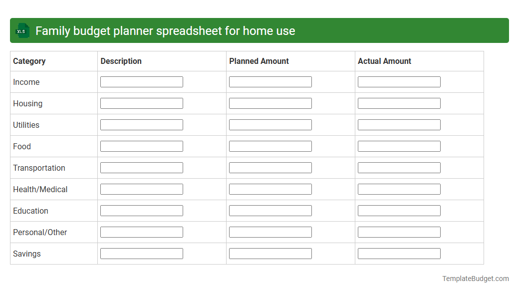 Family budget planner spreadsheet for home use