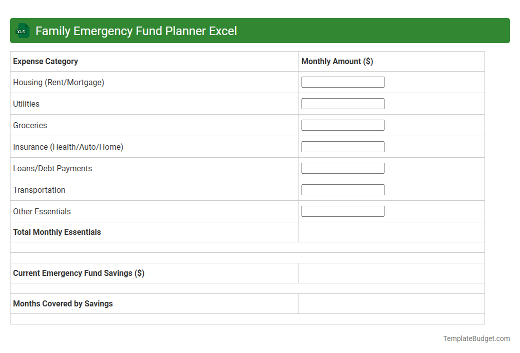 Family Emergency Fund Planner Excel