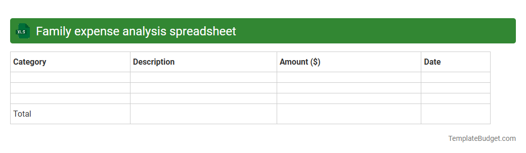 Family expense analysis spreadsheet