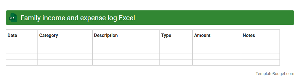 Family income and expense log Excel
