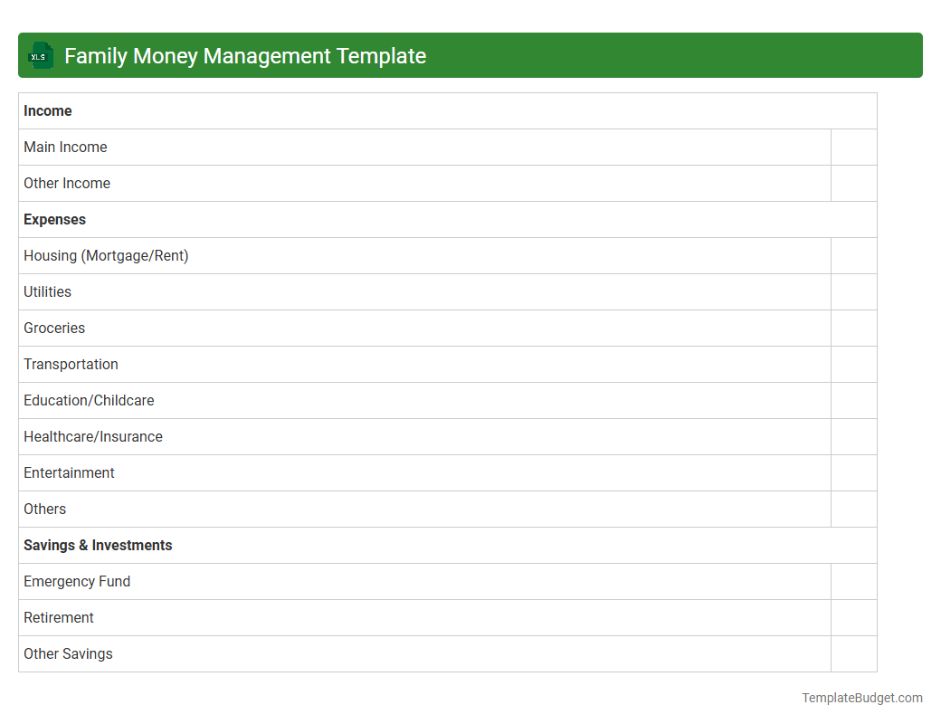 Family Money Management Template