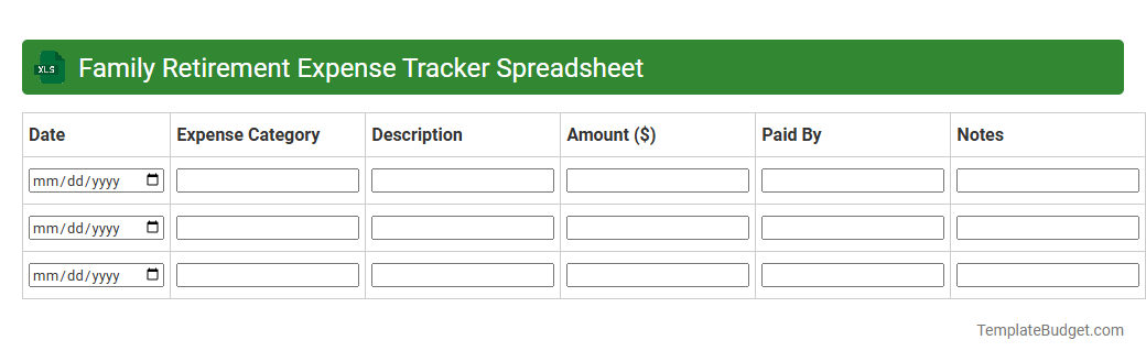 Family Retirement Expense Tracker Spreadsheet