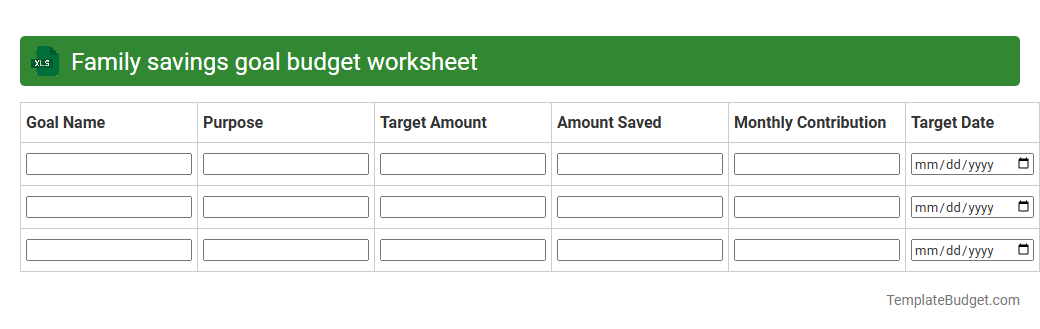 Family savings goal budget worksheet