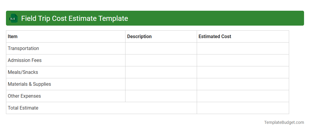 Field Trip Cost Estimate Template