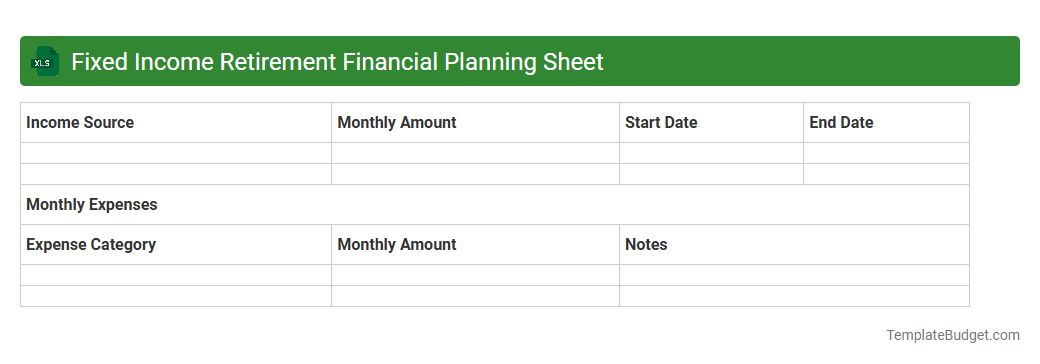 Fixed Income Retirement Financial Planning Sheet