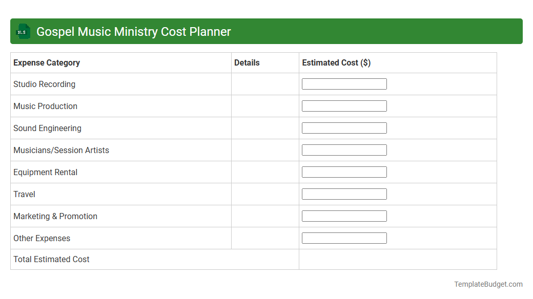 Gospel Music Ministry Cost Planner