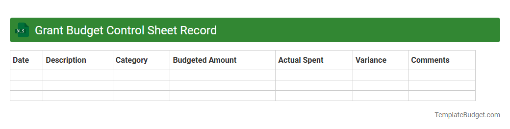 Grant Budget Control Sheet Record
