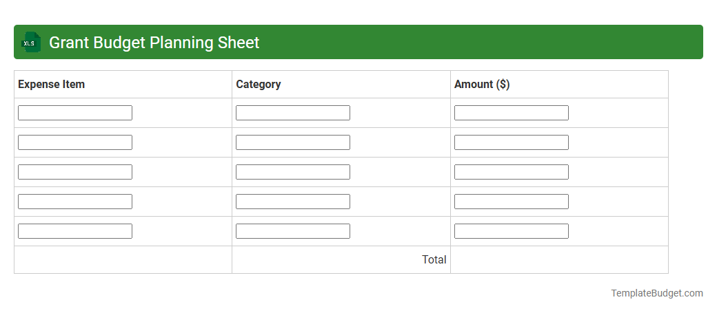 Grant Budget Planning Sheet