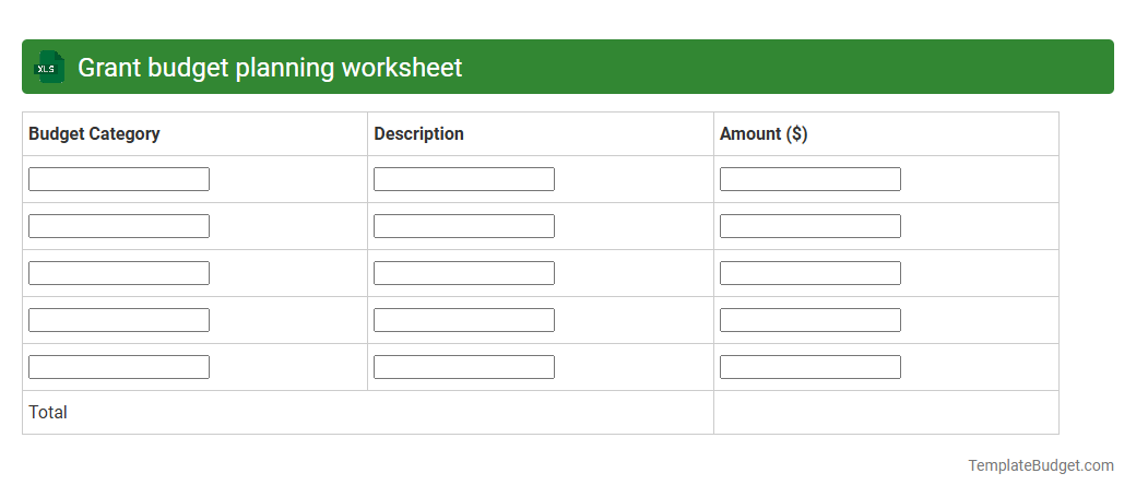 Grant budget planning worksheet
