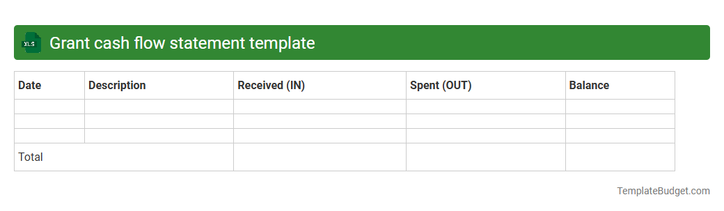 Grant cash flow statement template