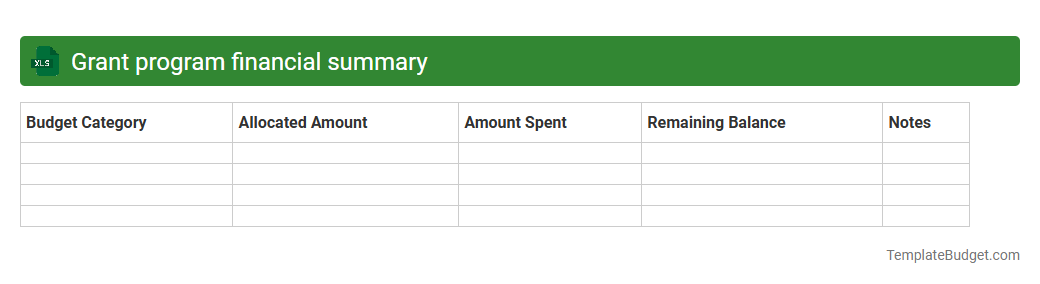 Grant program financial summary