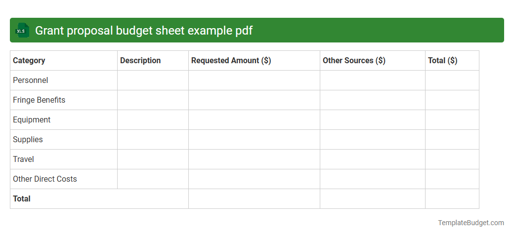 Grant proposal budget sheet example pdf