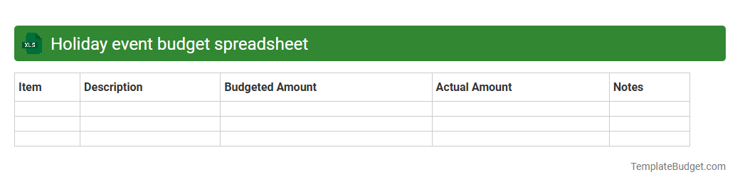 Holiday event budget spreadsheet