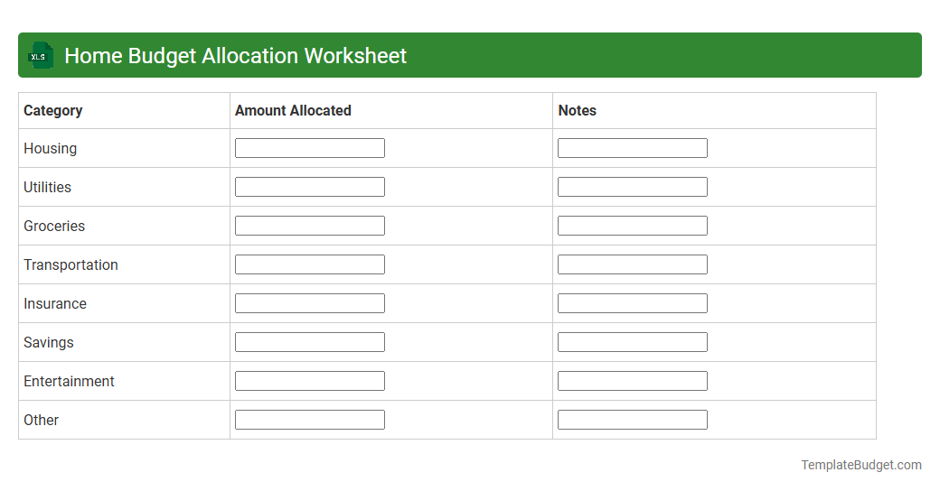 Home Budget Allocation Worksheet
