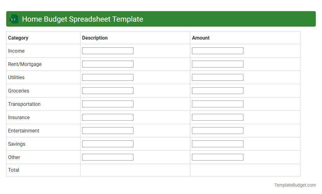 Home Budget Spreadsheet Template