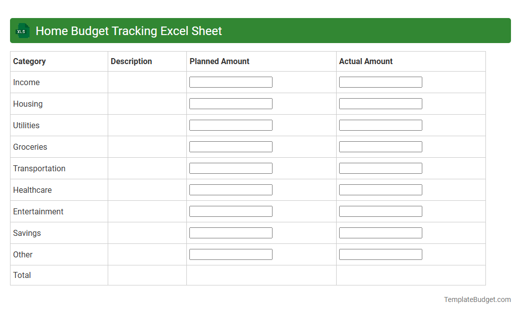 Home Budget Tracking Excel Sheet