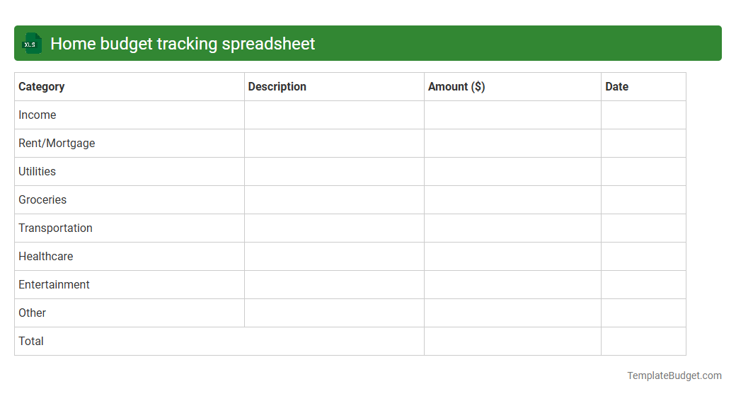 Home budget tracking spreadsheet