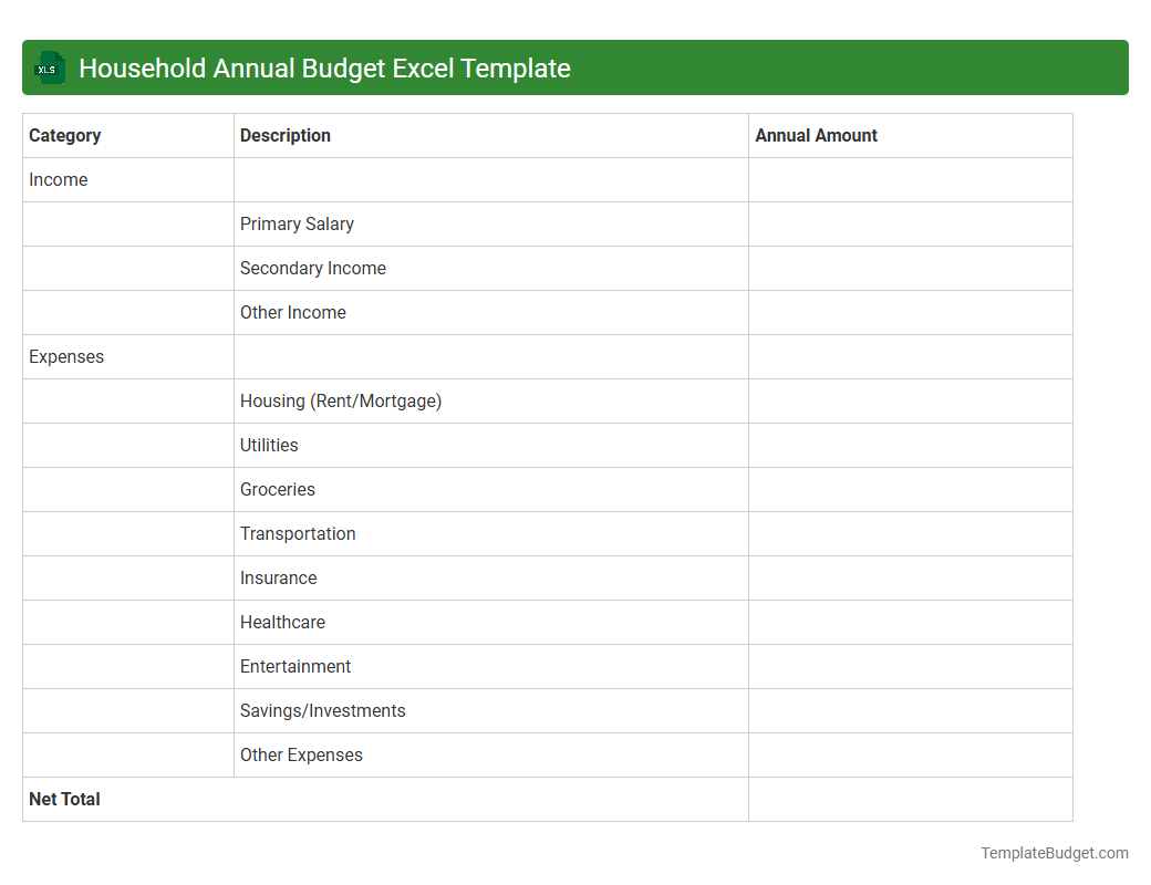 Household Annual Budget Excel Template