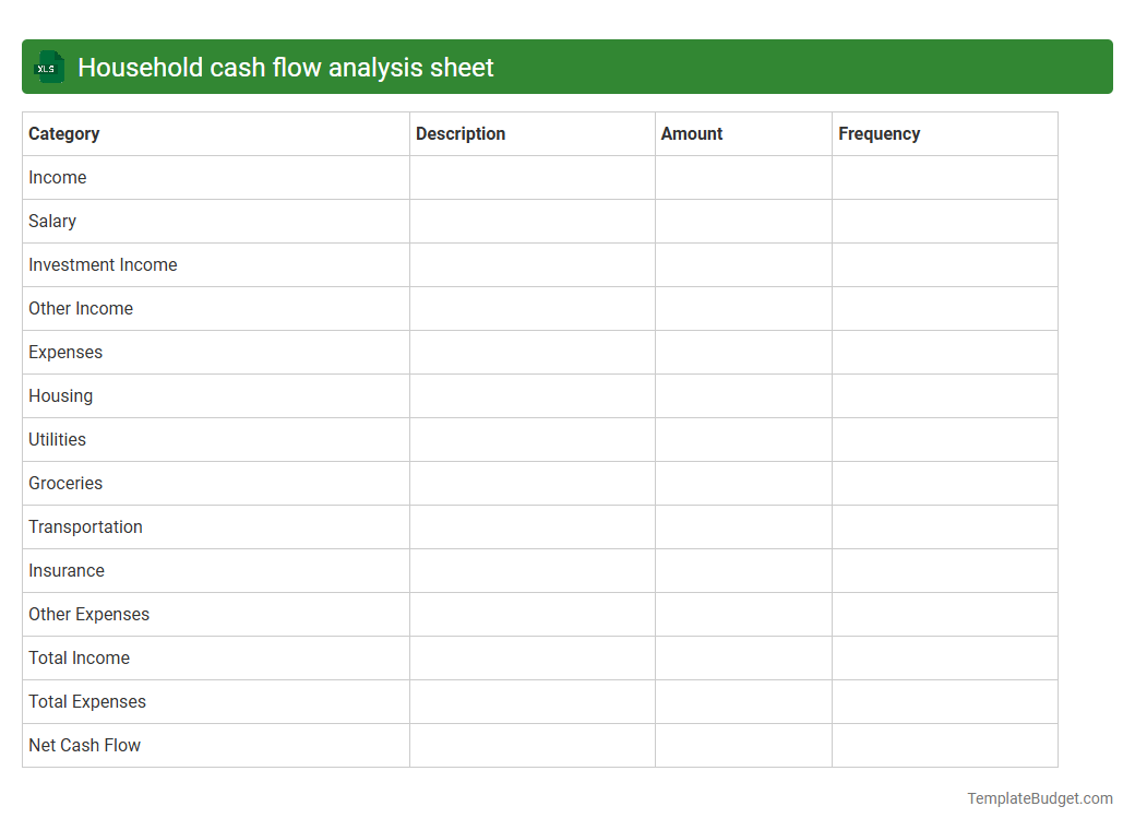 Household cash flow analysis sheet