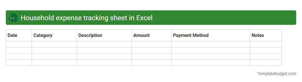 Household expense tracking sheet in Excel
