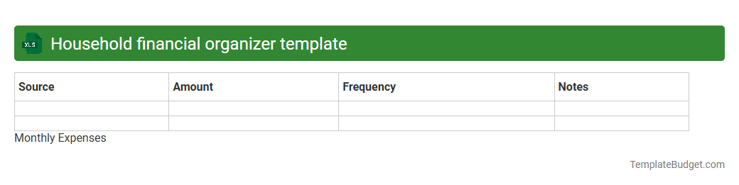 Household financial organizer template