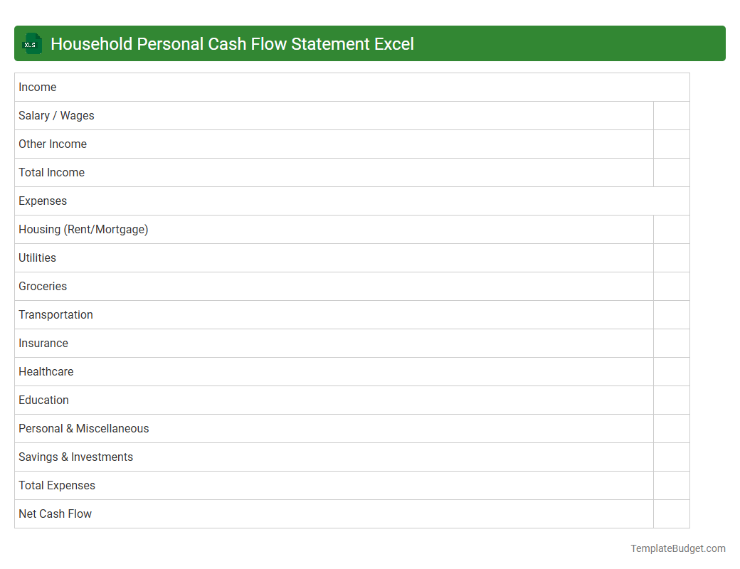 Household Personal Cash Flow Statement Excel