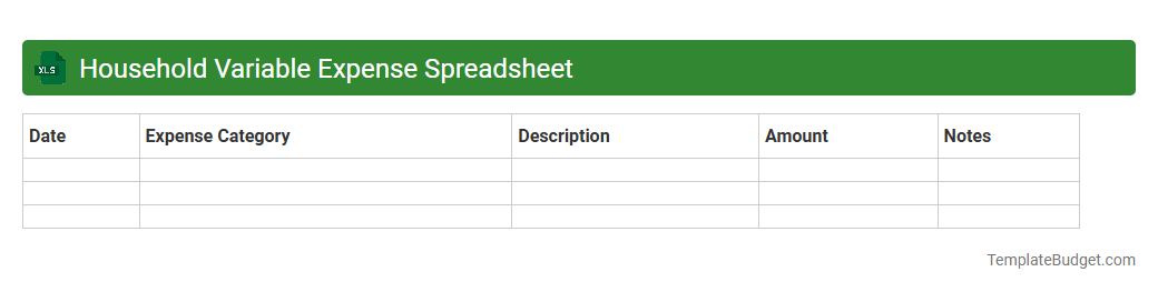 Household Variable Expense Spreadsheet