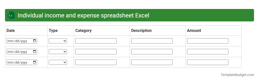 Individual income and expense spreadsheet Excel