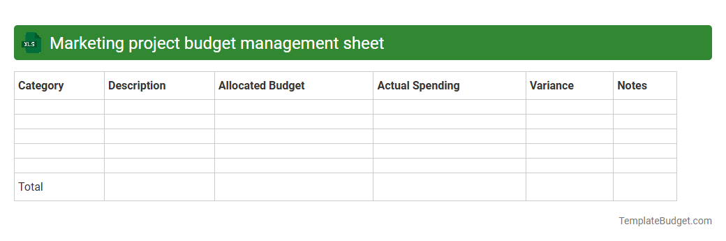 Marketing project budget management sheet