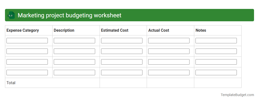 Marketing project budgeting worksheet