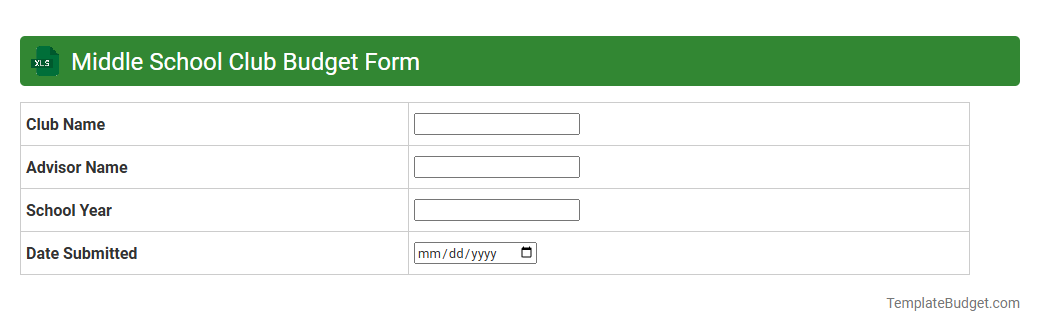 Middle School Club Budget Form