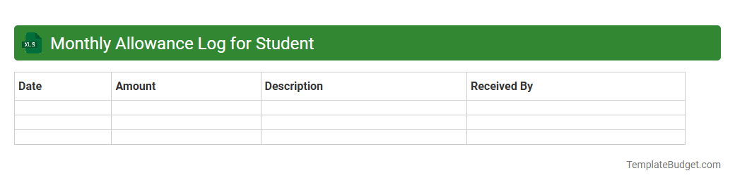 Monthly Allowance Log for Student