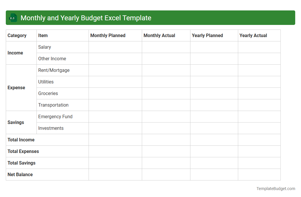 Monthly and Yearly Budget Excel Template