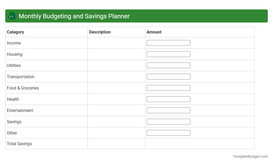 Monthly Budgeting and Savings Planner