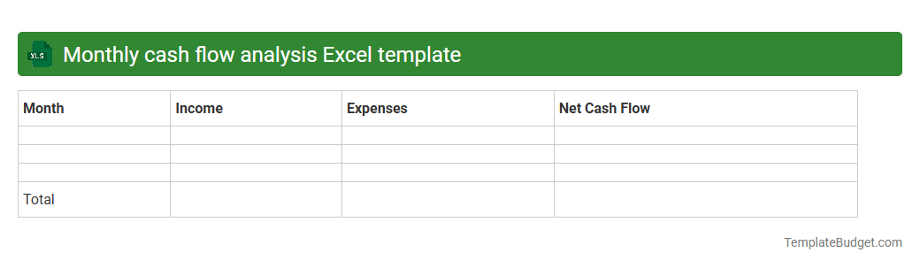 Monthly cash flow analysis Excel template