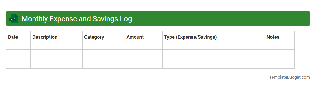 Monthly Expense and Savings Log