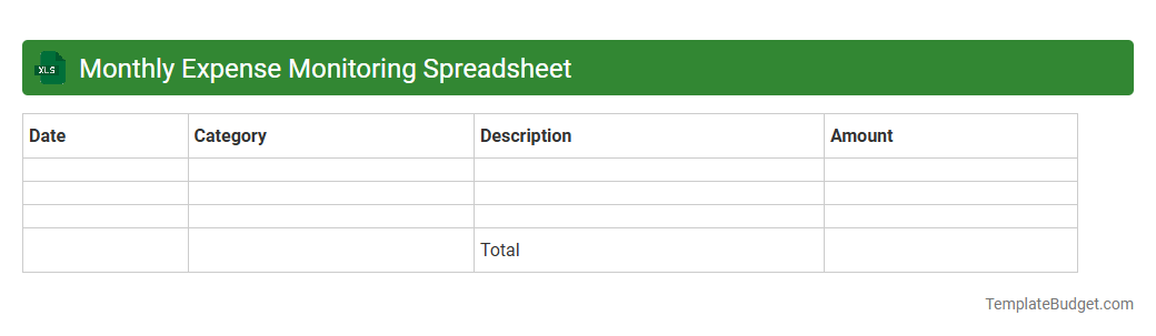 Monthly Expense Monitoring Spreadsheet