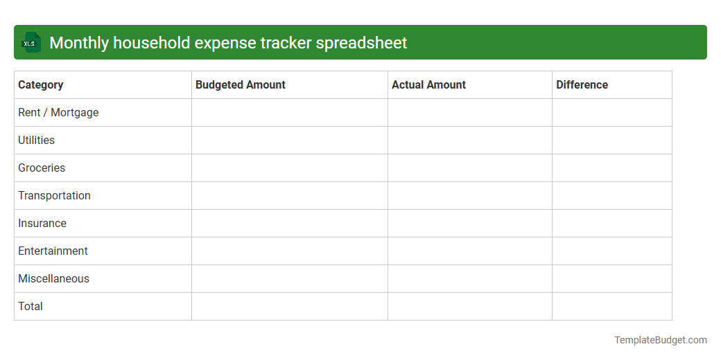 Monthly household expense tracker spreadsheet
