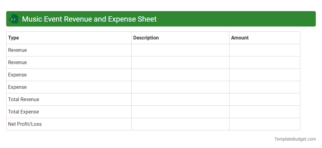 Music Event Revenue and Expense Sheet