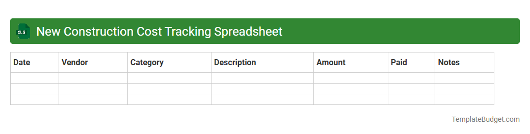 New Construction Cost Tracking Spreadsheet
