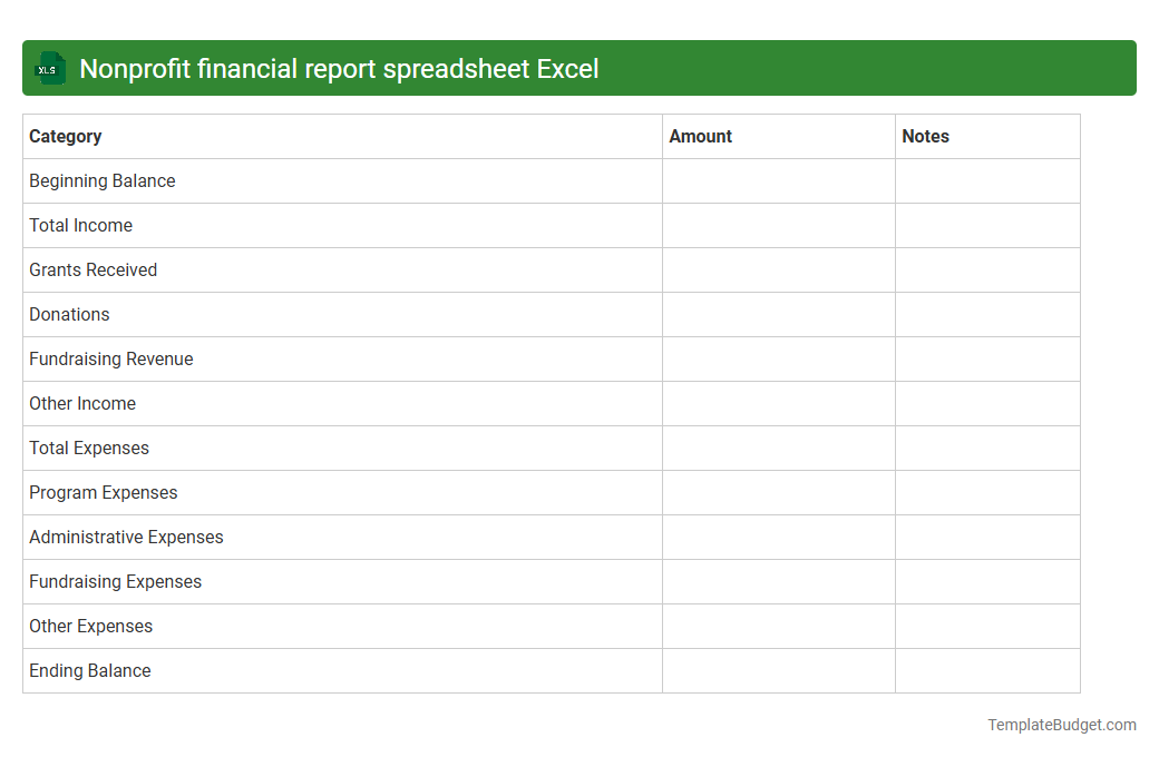 Nonprofit financial report spreadsheet Excel