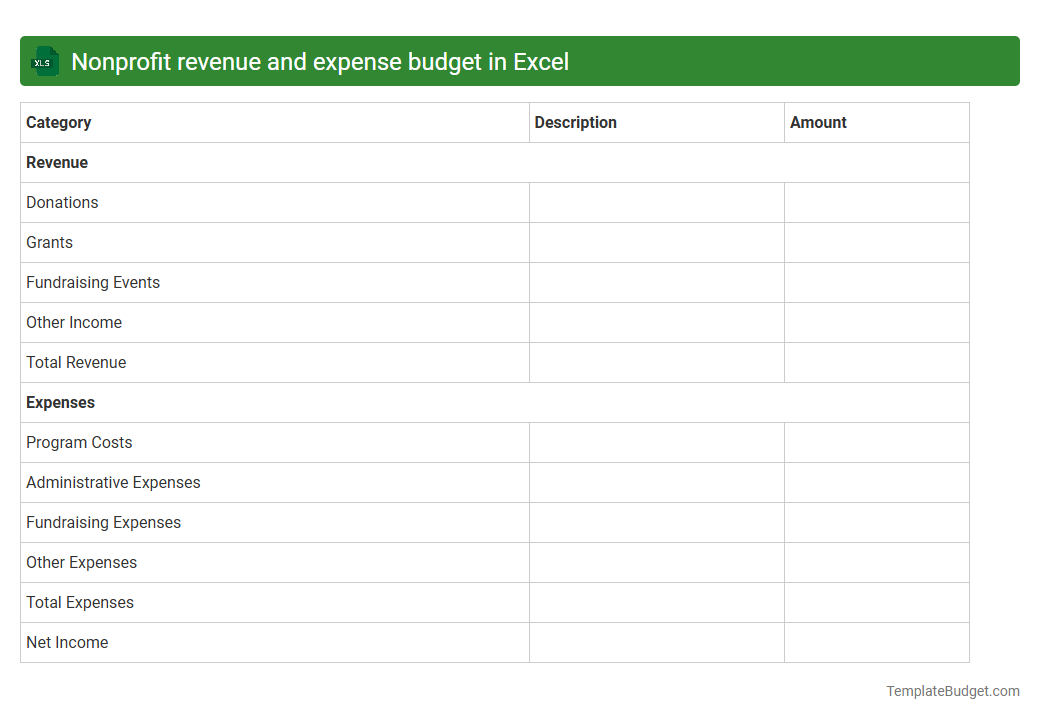 Nonprofit revenue and expense budget in Excel