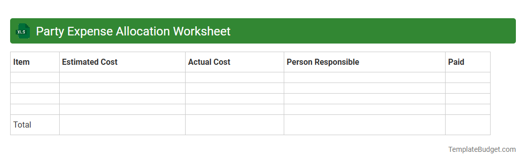 Party Expense Allocation Worksheet