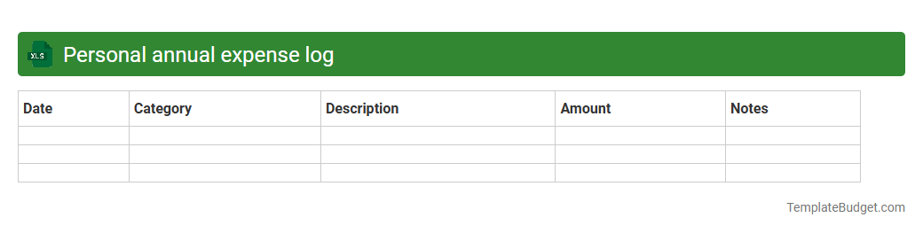 Personal annual expense log